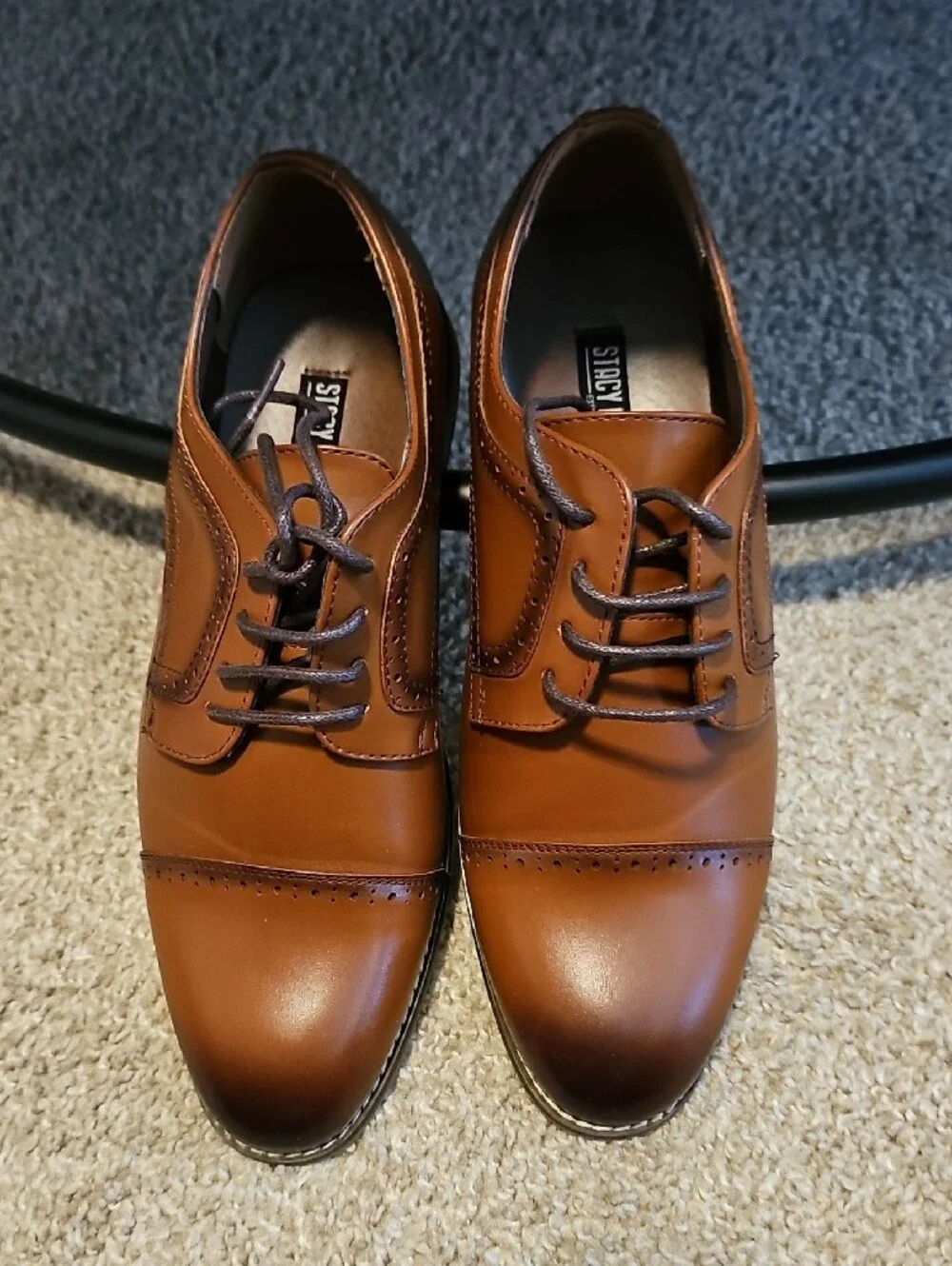 Stacy Adams Boys' Cognac Brogue Dress Shoes